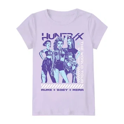 Mad Engine Little & Big Kid Girls Round Neck Short Sleeve Regular Fit Kpop Demon Hunters Graphic T-shirt In Purple
