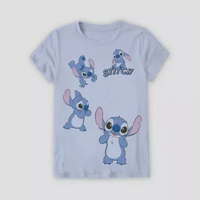 Mad Engine Little & Big Kid Girls Round Neck Short Sleeve Regular Fit Lilo & Stitch Graphic T-shirt In Blue