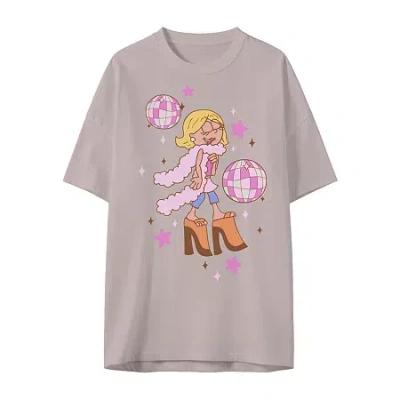 Mad Engine Lizzie Mcguire Oversized Tee Womens Crew Neck Short Sleeve Graphic T-shirt In Sand