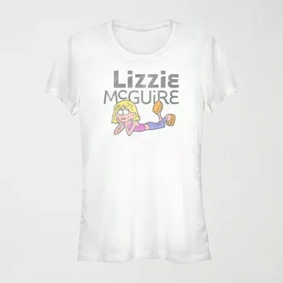 Mad Engine Lizzie Toon Logo Womens Juniors Crew Neck Short Sleeve Regular Fit Graphic T-shirt In White