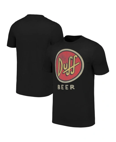 Mad Engine Men's And Women's Black Distressed The Simpsons Vintage-like Duff T-shirt