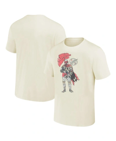 Mad Engine Men's And Women's Cream Star Wars Boba Fett Hand Drawn T-shirt