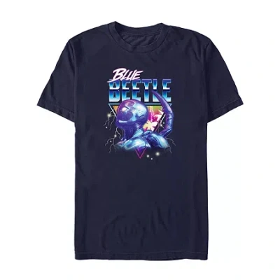 Mad Engine Mens Crew Neck Short Sleeve Blue Beetle Graphic T-shirt In Black