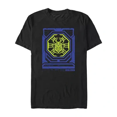 Mad Engine Mens Crew Neck Short Sleeve Blue Beetle Graphic T-shirt In Black