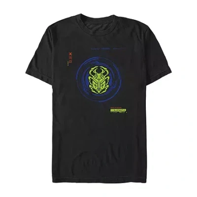 Mad Engine Mens Crew Neck Short Sleeve Blue Beetle Graphic T-shirt In Black