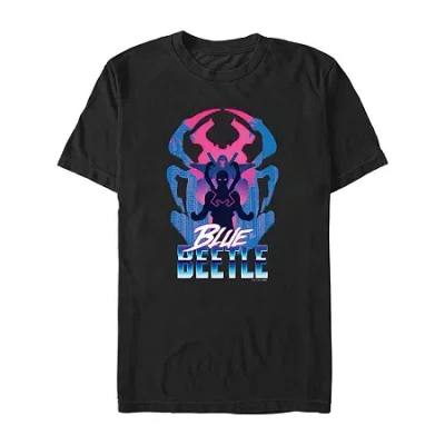 Mad Engine Mens Crew Neck Short Sleeve Blue Beetle Graphic T-shirt In Black