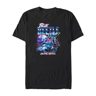 Mad Engine Mens Crew Neck Short Sleeve Blue Beetle Graphic T-shirt In Black