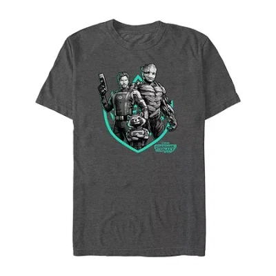 Mad Engine Mens Crew Neck Short Sleeve Regular Fit Guardians Of The Galaxy Graphic T-shirt In Gray