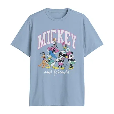 Mad Engine Mens Crew Neck Short Sleeve Regular Fit Mickey And Friends Mickey Mouse Graphic T-shirt In Blue
