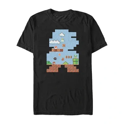 Mad Engine Mens Crew Neck Short Sleeve Regular Fit Super Mario Graphic T-shirt In Black