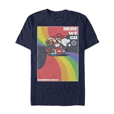 Mad Engine Mens Crew Neck Short Sleeve Regular Fit Super Mario Graphic T-shirt In Blue