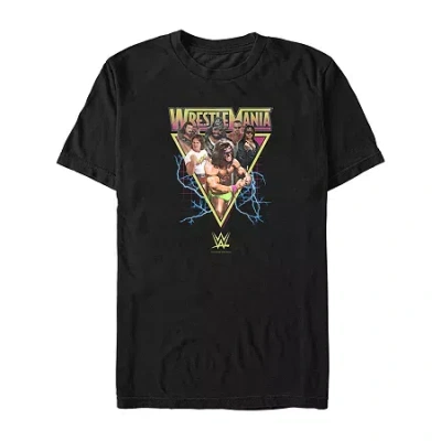Mad Engine Mens Crew Neck Short Sleeve Regular Fit Wrestlemania Graphic T-shirt In Black