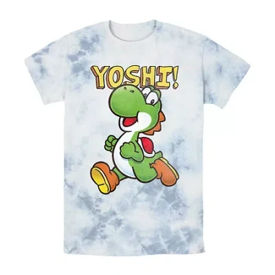 Mad Engine Mens Crew Neck Short Sleeve Regular Fit Yoshi Graphic T-shirt In Blue