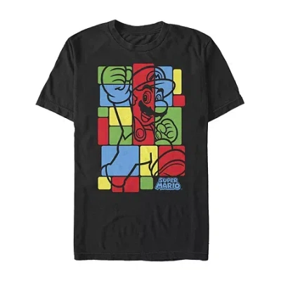 Mad Engine Mens Short Sleeve Super Mario Graphic T-shirt In Black