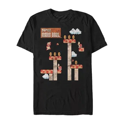 Mad Engine Mens Short Sleeve Super Mario Graphic T-shirt In Black