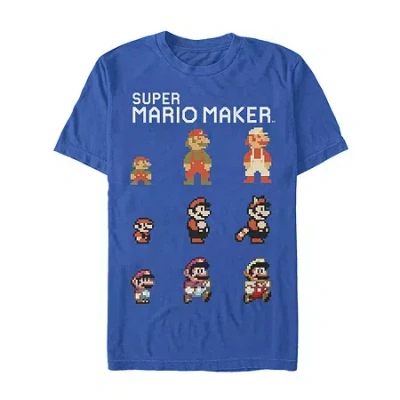 Mad Engine Mens Short Sleeve Super Mario Graphic T-shirt In Blue