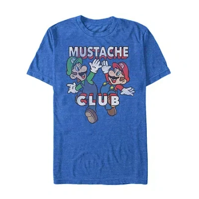 Mad Engine Mens Short Sleeve Super Mario Graphic T-shirt In Blue