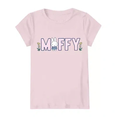 Mad Engine Miffy Little & Big Kid Girls Crew Neck Short Sleeve Regular Fit Graphic T-shirt In Pink