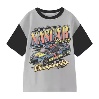 Mad Engine Nascar Little & Big Kid Boys Crew Neck Short Sleeve Regular Fit Graphic T-shirt In Silver