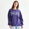 Mad Engine New York Womens Juniors Crew Neck Long Sleeve Embroidered Sweatshirt In Blue