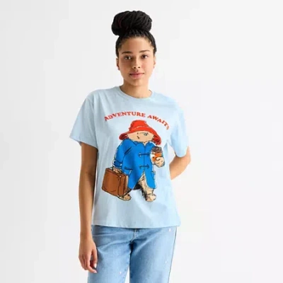 Mad Engine Paddington Boyfriend Tee Womens Juniors Crew Neck Short Sleeve Oversized Graphic T-shirt In Blue