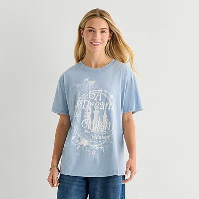 Mad Engine Princess Boyfriend Tee Womens Crew Neck Short Sleeve Loose Fit Graphic T-shirt In Blue
