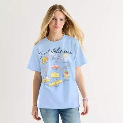 Mad Engine Ratatouille Boyfriend Tee Womens Juniors Crew Neck Short Sleeve Loose Fit Graphic T-shirt In Metallic