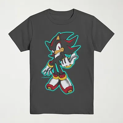 Mad Engine Shadow Little & Big Kid Boys Crew Neck Short Sleeve Regular Fit Sonic The Hedgehog Husky Graphic T-s In Gray