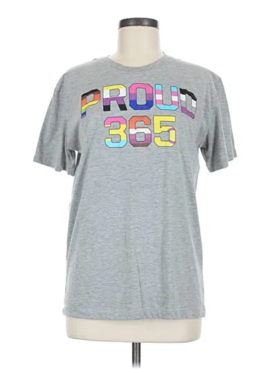 Pre-owned Mad Engine Short Sleeve Top Gray Crew Neck Tops