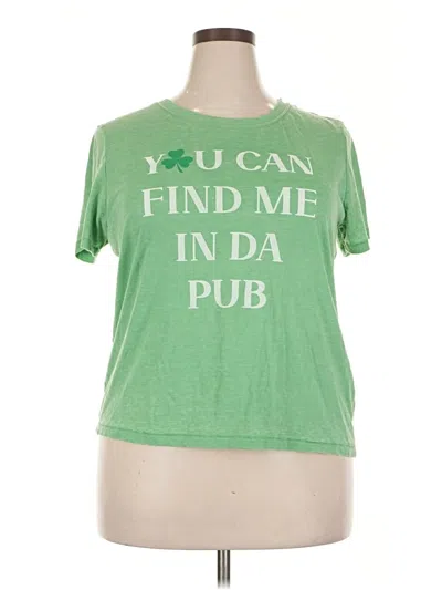 Mad Engine Short Sleeve Top Green Crew Neck Tops