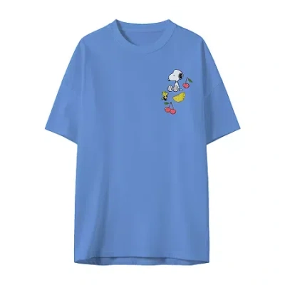 Mad Engine Snoopy Fruit Oversized Tee Womens Crew Neck Short Sleeve Snoopy Graphic T-shirt In Blue