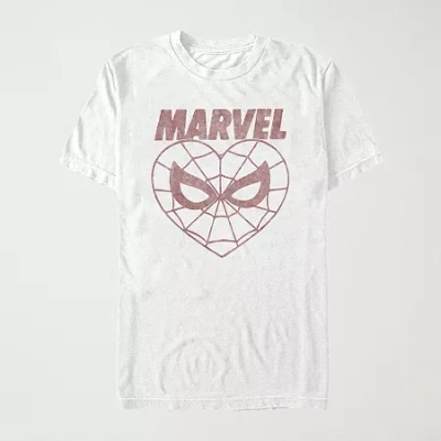 Mad Engine Spidey Heart Womens Juniors Crew Neck Short Sleeve Regular Fit Spiderman Graphic T-shirt In White