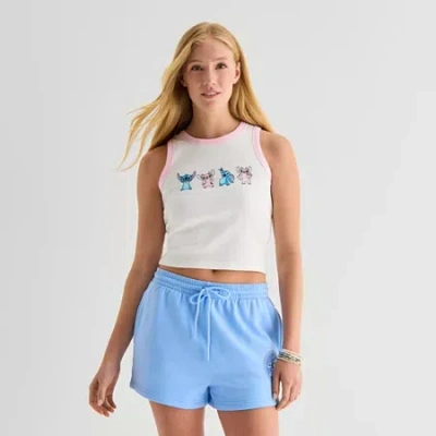 Mad Engine Stitch High Neck Tank Womens Juniors High Neck Sleeveless Tank Top In White