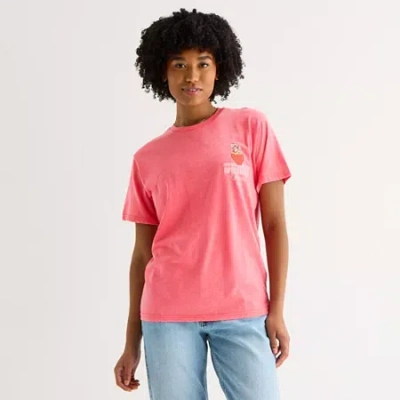 Mad Engine Strawberry Shortcake Bow Boyfriend Tee Womens Juniors Crew Neck Short Sleeve Loose Fit Strawberry Sh In Neutral