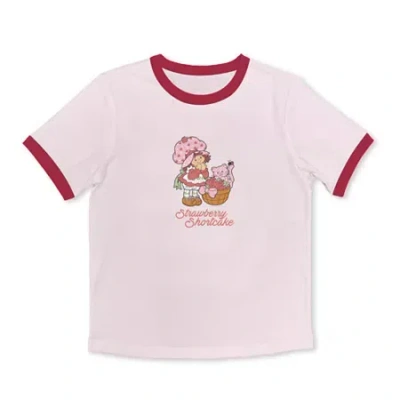 Mad Engine Strawberry Tee Womens Juniors Crew Neck Short Sleeve Strawberry Shortcake Graphic T-shirt In Pink