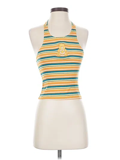 Pre-owned Mad Engine Tank Top Yellow Halter Neckline Tops