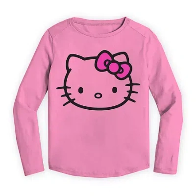 Mad Engine Kids' Toddler Girls Crew Neck Long Sleeve Regular Fit Hello Kitty Graphic T-shirt In Pink