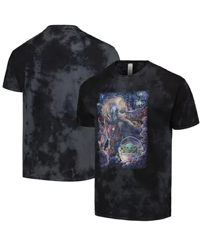 Mad Engine Unisex Black The Mandalorian Mando Child Razor Painted Stars Graphic T-shirt
