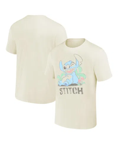 Mad Engine Unisex Cream Lilo And Stitch Wink T-shirt In Neutral