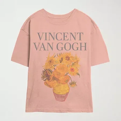 Mad Engine Vincent Text Womens Juniors Crew Neck Short Sleeve Slim Fit Graphic T-shirt In Pink