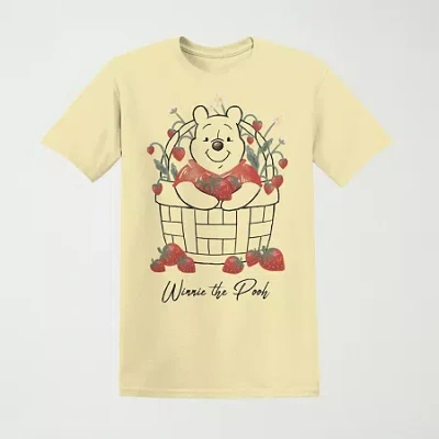 Mad Engine Winnie The Pooh Strawberry Basket Boyfriend Tee Womens Juniors Crew Neck Short Sleeve Loose Fit Winn In Nude