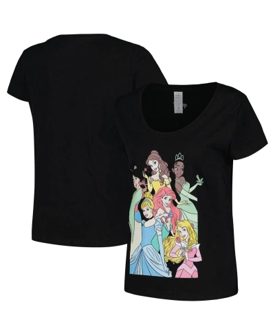Mad Engine Women's Black Disney Princess Graphic Scoop Neck T-shirt