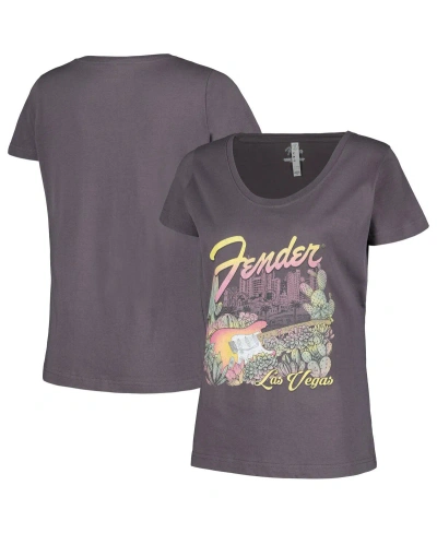 Mad Engine Women's Charcoal Fender Las Vegas Scoop Neck T-shirt