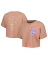 Mad Engine Women's Coral Care Bears Cheer Bear Constellation Cropped T-shirt In Coral