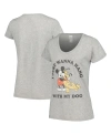 Mad Engine Women's Heather Gray Mickey And Friends Dog Lover Scoop Neck T-shirt In Heather Gray