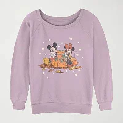 Mad Engine Womens Crew Neck Long Sleeve Regular Fit Mickey And Friends Graphic T-shirt In Purple