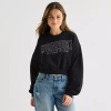 Mad Engine Womens Juniors Crew Neck Long Sleeve Stranger Things Rhinestone Sweatshirt In Black