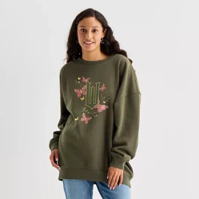 Mad Engine Womens Juniors Crew Neck Long Sleeve Wicked Sweatshirt In Brown