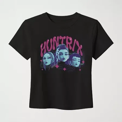 Mad Engine Womens Juniors Crew Neck Short Sleeve Fitted Kpop Demon Hunters Graphic T-shirt In Black