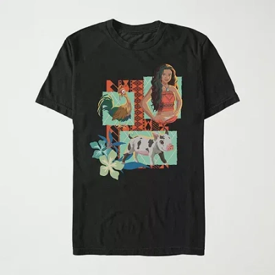 Mad Engine Womens Juniors Crew Neck Short Sleeve Regular Fit Moana Graphic T-shirt In Black